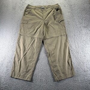 Columbia Omni-Shade Pant Mens L Green Windbreaker Straight Convertible Hiking